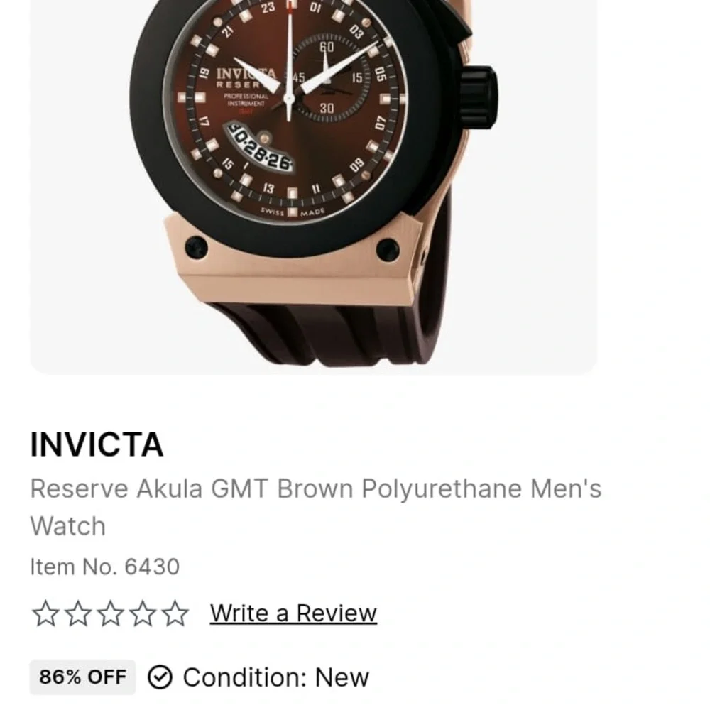 Invicta Akula Swiss Made Reserve Russian Diver Rose Gold GMT Mens Watch NWOT